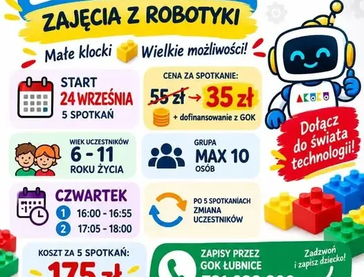 Robotyka dla dzieci w Łubnicach – ruszają zapisy na nowy semestr