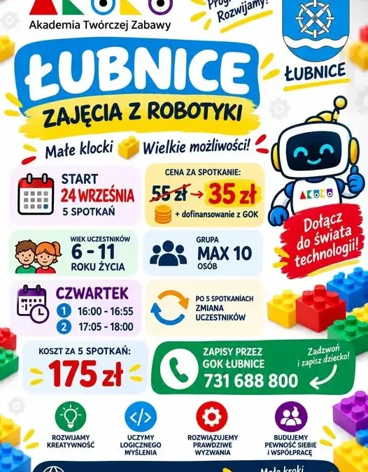 Robotyka dla dzieci w Łubnicach – ruszają zapisy na nowy semestr
