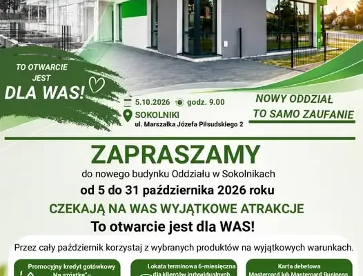 Nowy oddział RBS w Sokolnikach otwarty — bonusy do 200 zł dla klientów