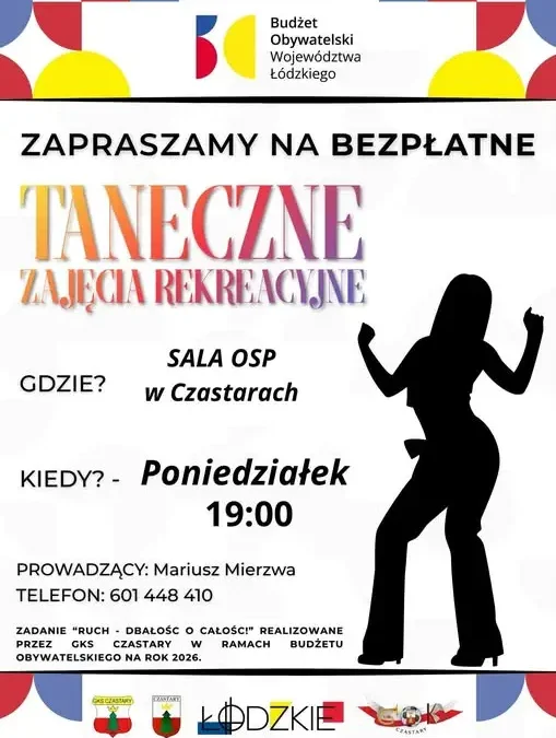 Bezpłatne zajęcia taneczno-rekreacyjne w Czastarach – w ramach Budżetu Obywatelskiego Województwa Łódzkiego