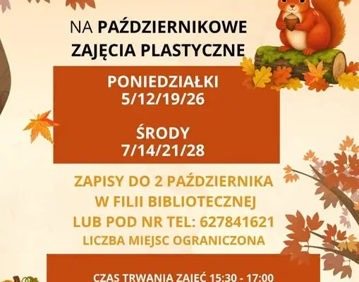 Zapisy na październikowe zajęcia plastyczne w Kuźnicy Skakawskiej